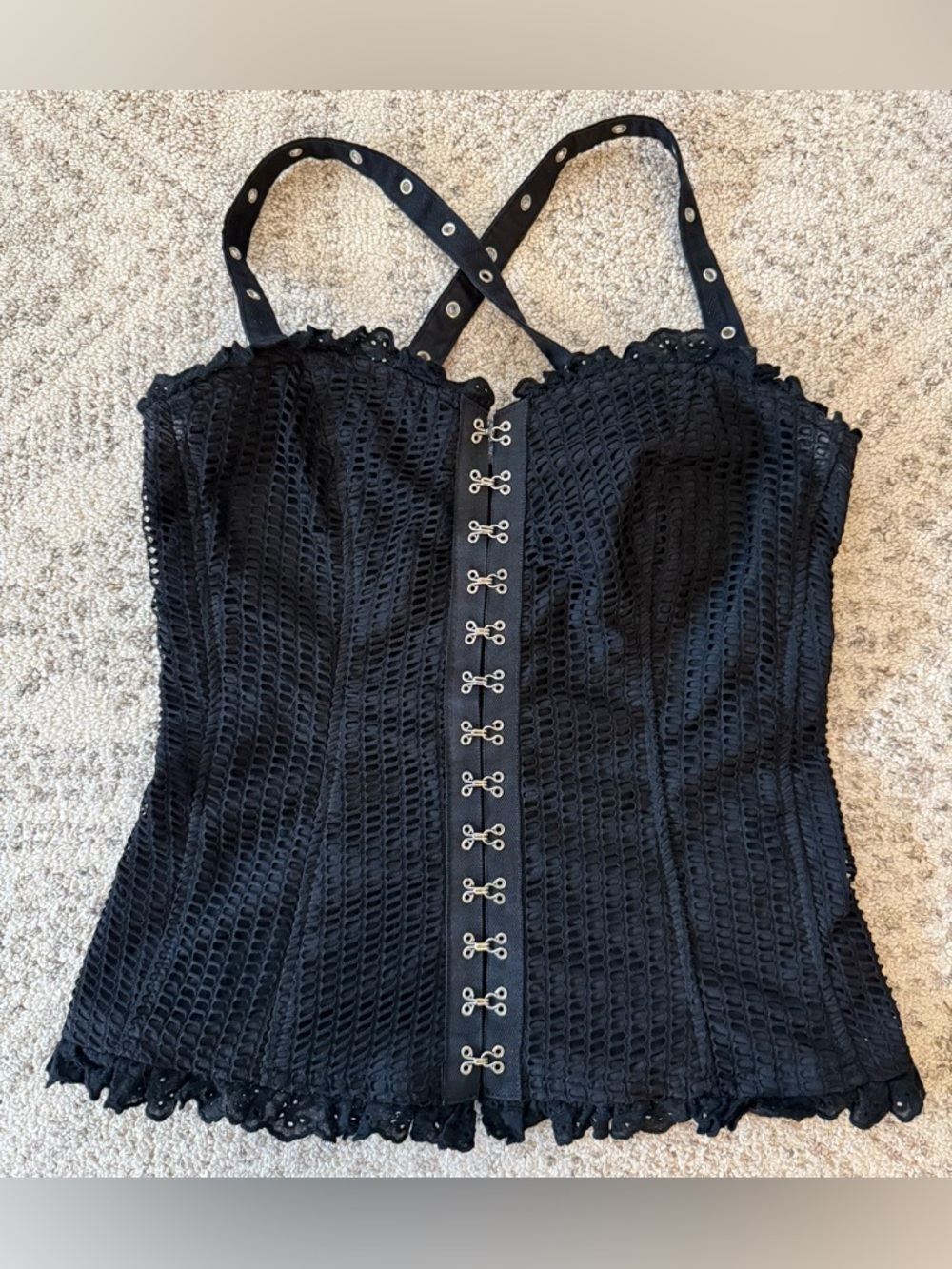 Royal Bones by Daang Y2K Black Corset Style Tank Top Gothic